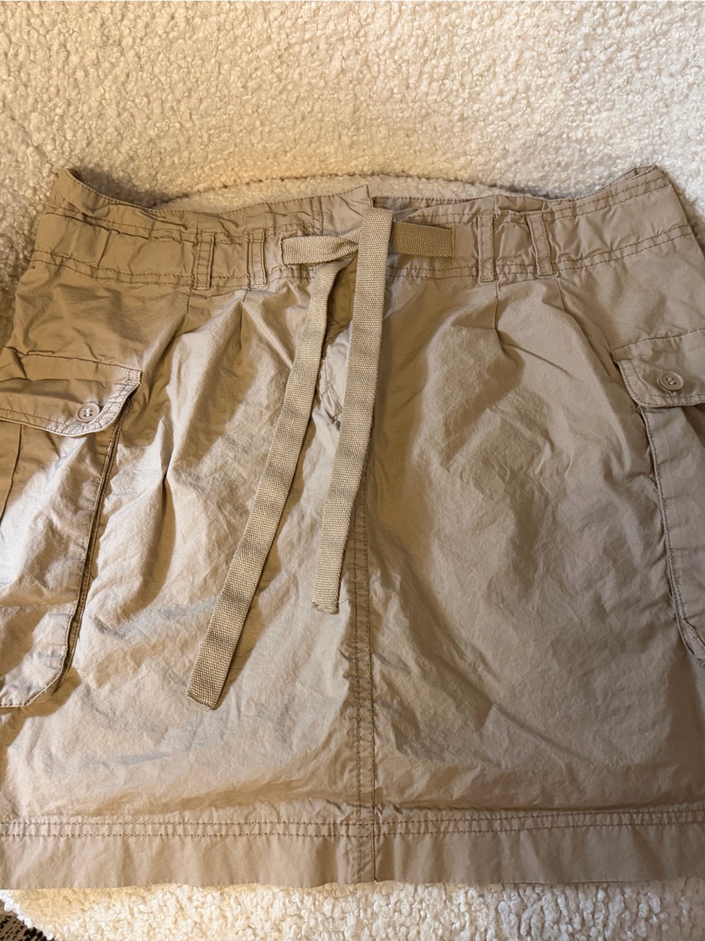Willi Smith Beige Cargo Drawstring Skirt
